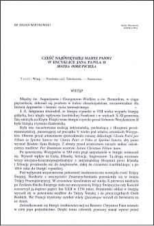 Cześć Najświętszej Maryi Panny w encyklice Jana Pawła II "Matka Odkupiciela"