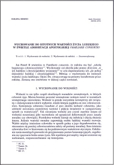 Wychowanie do istotnych wartości życia ludzkiego w świetle adhortacji apostolskiej "Familiaris consortio"