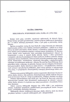 Służba zdrowia : bibliografia wypowiedzi Jana Pawła II (1978-1988)