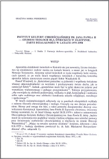 Instytut Kultury Chrześcijańskiej im. Jana Pawła II - Studium Teologii dla Świeckich w Olsztynie : zarys działalności w latach 1979-1990