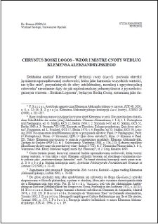 Chrystus boski logos : wzór i mistrz cnoty według Klemensa Aleksandryjskiego