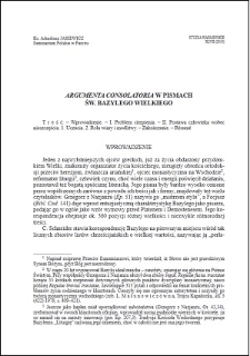 "Argumenta Consolatoria" w pismach św. Bazylego Wielkiego