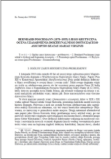 Bernhard Poschmann (1878-1955) i jego krytyczna ocena uzasadnienia doktrynalnego dotyczącego "Assumptio Beatae Mariae Virginis"