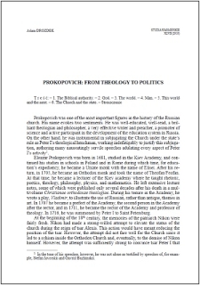 Prokopovich : from theology to politics