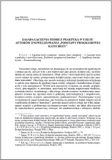 Zasady łączenia teorii z praktyką w ujęciu autorów znowelizowanej "Podstawy programowej katechezy"