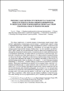 Przemoc jako metoda wychowawcza? : Karcenie dzieci w świetle prawa międzynarodowego, w orzecznictwie Europejskiego Trybunału Praw Człowieka oraz w prawie polskim