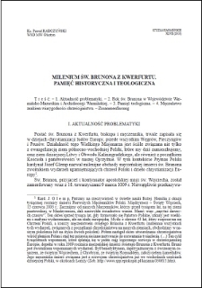 Milenium św. Brunona z Kwerfurtu : pamięć historyczna i teologiczna