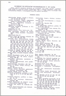 Indeksy do "Studiów Warmińskich" T. 15 (1978)