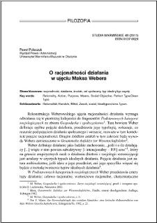 O racjonalności działania w ujęciu Maksa Webera
