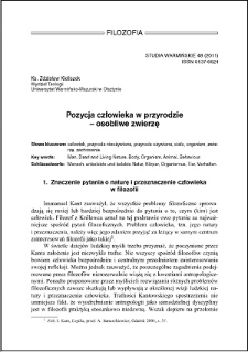 Pozycja człowieka w przyrodzie : osobliwe zwierzę