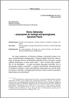 "Homo Salvandus" : przyczynek do teologii antropologicznej Apostoła Pawła