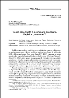 Troska Jana Pawła II o seminaria duchowne : Papież w "Hosianum"