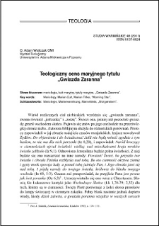 Teologiczny sens maryjnego tytułu "Gwiazda Zaranna"