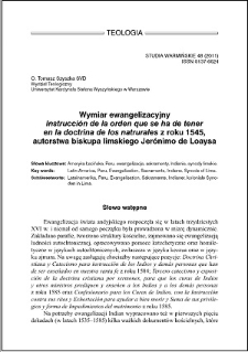 Wymiar ewangelizacyjny "Instrucción de la orden que se ha de tener en la doctrina de los natrurales" z roku 1545, autorstwa biskupa limskiego Jerónimo de Loaysa