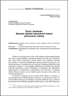 Życie i płodność : moralne aspekty naturalnych metod planowania rodziny