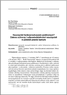 Nauczyciel funkcjonariuszem publicznym? : Zakres ochrony i odpowiedzialności nauczycieli w polskim prawie karnym