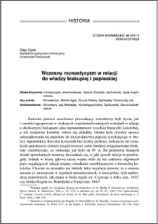 Wczesny monastycyzm w relacji do władzy biskupiej i papieskiej