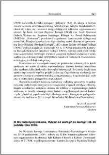 XI Dni Interdyscyplinarne, "Rytuał : od etologii do teologii" : (25-26 października 2010)