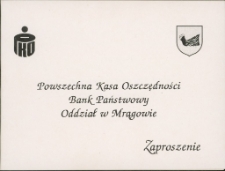 Zaproszenie na uroczyste otwarcie nowej siedziby PKO BP w Mrągowie 1994