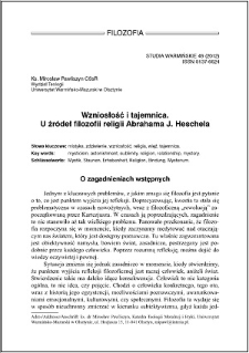 Wzniosłość i tajemnica : u źródeł filozofii religii Abrahama J. Heschela