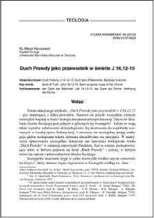 Duch Prawdy jako przewodnik w świetle J 16,12-15