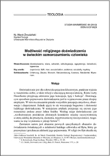 Możliwość religijnego doświadczenia w świeckim samorozumieniu człowieka