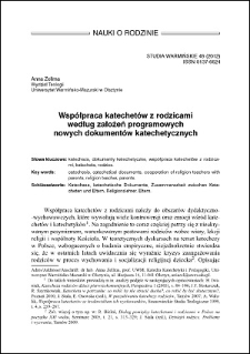 Współpraca katechetów z rodzicami według założeń programowych nowych dokumentów katechetycznych