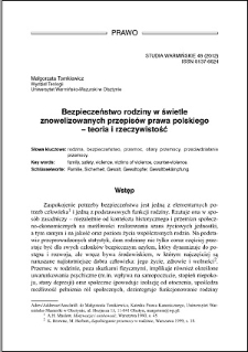 Bezpieczeństwo rodziny w świetle znowelizowanych przepisów prawa polskiego : teoria i rzeczywistość