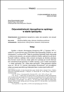 Odpowiedzialność dyscyplinarna sędziego w stanie spoczynku