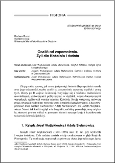 Ocalić od zapomnienia : żyli dla Kościoła i świata
