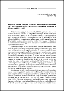 Krzysztof Bardski, Lektyka Salomona. Biblia-symbol-interpretacja : [recenzja]