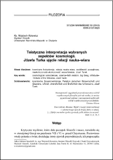 Teistyczna interpretacja wybranych aspektów kosmologii : Józefa Turka ujęcie relacji nauka–wiara