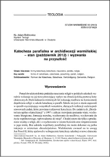 Katecheza parafialna w archidiecezji warmińskiej – stan (październik 2012) i wyzwania na przyszłość