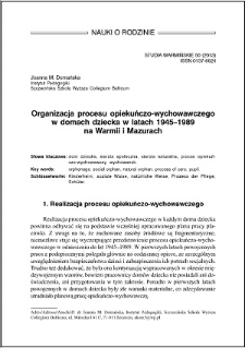 Organizacja procesu opiekuńczo-wychowawczego w domach dziecka w latach 1945–1989 na Warmii i Mazurach