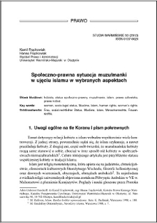 Społeczno-prawna sytuacja muzułmanki w ujęciu islamu w wybranych aspektach