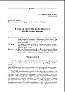 Formacja intelektualna kandydatów do diakonatu stałego