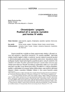 Chrześcijanie i poganie : rozkład sił w senacie rzymskim pod koniec IV wieku