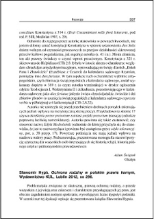 Sławomir Hypś, Ochrona rodziny w polskim prawie karnym : [recenzja]