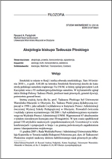 Aksjologia biskupa Tadeusza Płoskiego
