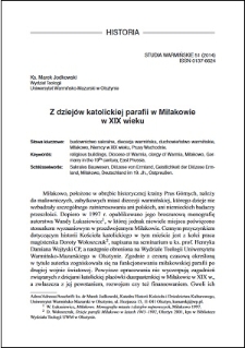 Z dziejów katolickiej parafii w Miłakowie w XIX wieku