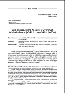 Opis śmierci Juliana Apostaty w wybranych źródłach chrześcijańskich i pogańskich (IV–V w.)