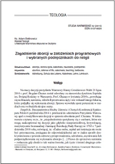 Zagadnienie aborcji w założeniach programowych i wybranych podręcznikach do religii