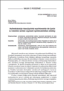 Autoedukacja nauczyciela wychowania do życia w rodzinie wobec wyzwań społeczeństwa wiedzy