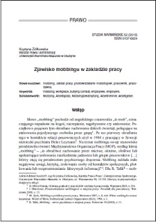 Zjawisko mobbingu w zakładzie pracy