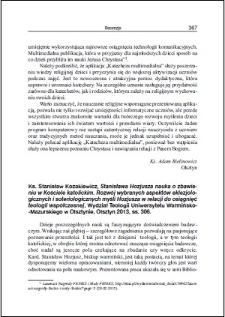 Ks. Stanisław Kozakiewicz, Stanisława Hozjusza nauka o zbawieniu w Kościele katolickim : [recenzja]