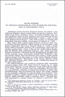 Słowo wstępne na otwarcie sympozjum ku czci Stanisława Hozjusza dnia 22 października 1978 r.