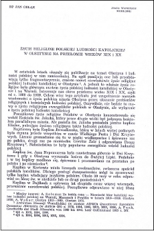 Życie religijne polskiej ludności katolickiej w Olsztynie na przełomie wieków XIX i XX