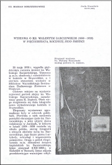 Wystawa o ks. Walentym Barczewskim (1856-1928) w pięćdziesiątą rocznicę jego śmierci