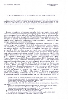 Z kanonistycznych rozważań nad małżeństwem