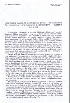 Sympozjum naukowe poświęcone życiu i działalności św. Wojciecha i św. Brunona z Kwerfurtu - Olsztyn 6-8 V 1981
